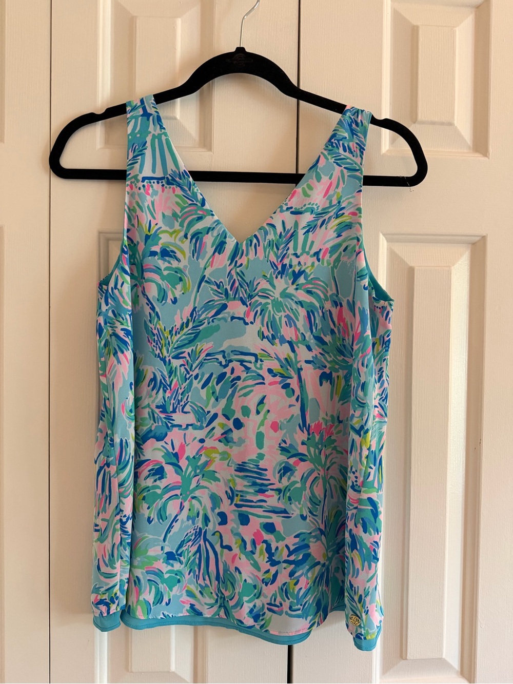 Lilly Pulitzer V-Neck Florin Top - Blue/Pink